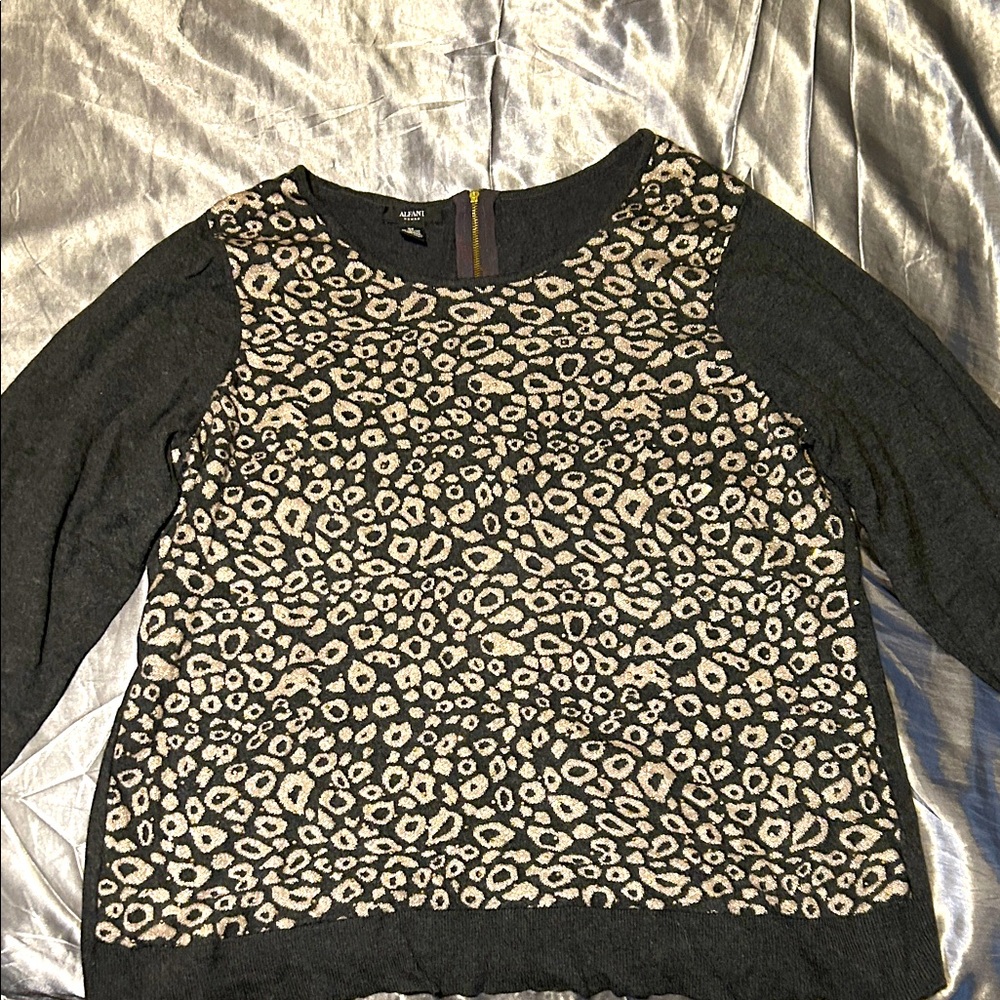 Leopard print long sleeve shirt with rhinestones